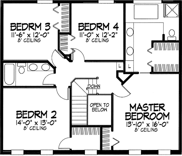 Home Plan - Classical Floor Plan - Upper Floor Plan #320-889
