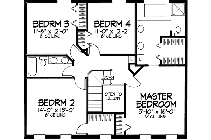 Home Plan - Floor Plan - Upper Floor for Classical House Plan #320-889 - 4 bed, 2.5 bath
