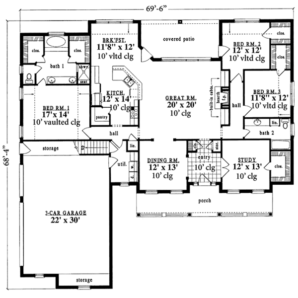 Dream House Plan - Country Floor Plan - Main Floor Plan #42-619