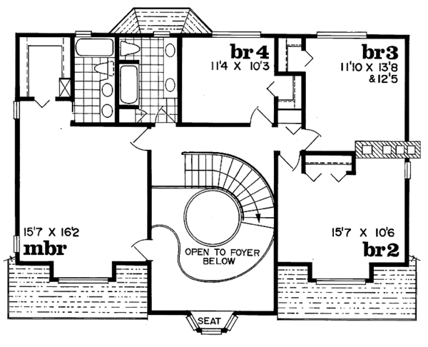 Home Plan - Tudor Floor Plan - Upper Floor Plan #47-958