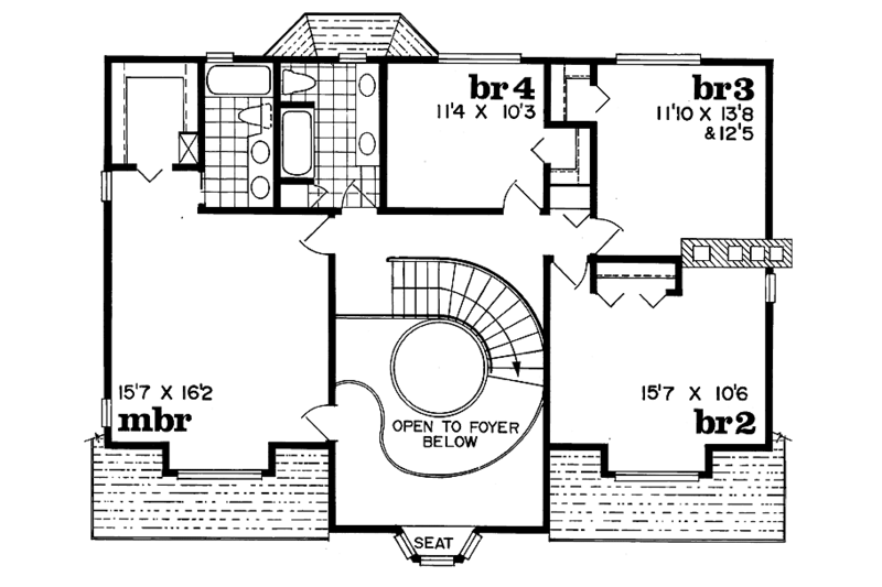 Architectural House Design - Floor Plan - Upper Floor for Tudor House Plan #47-958 - 4 bed, 3 bath