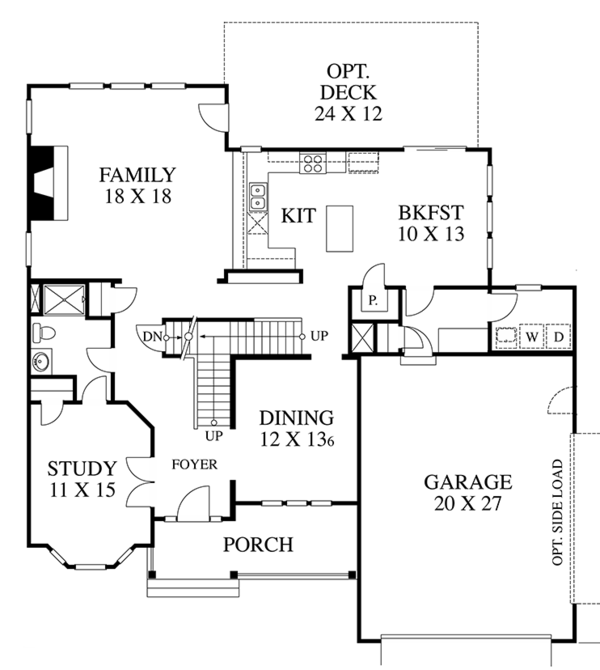 Architectural House Design - Colonial Floor Plan - Main Floor Plan #1053-64
