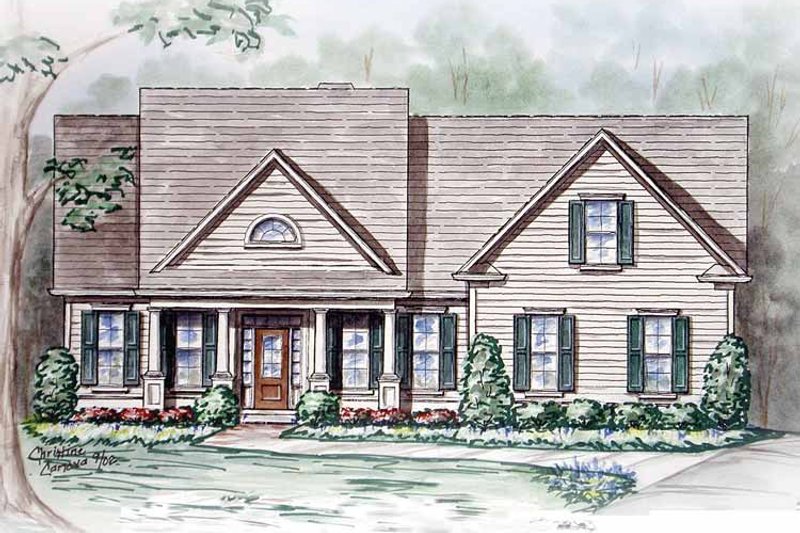 Architectural House Design - Craftsman Exterior - Front Elevation Plan #54-235