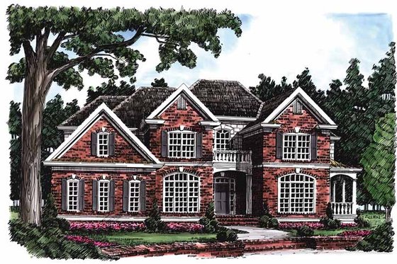 Exterior - Front Elevation 3 for Colonial House Plan #927-191 - 4 bed, 3.5 bath