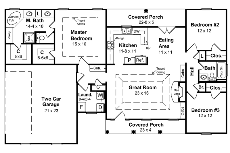 Home Plan - Floor Plan - Main Floor for Contemporary House Plan #21-408 - 3 bed, 2 bath