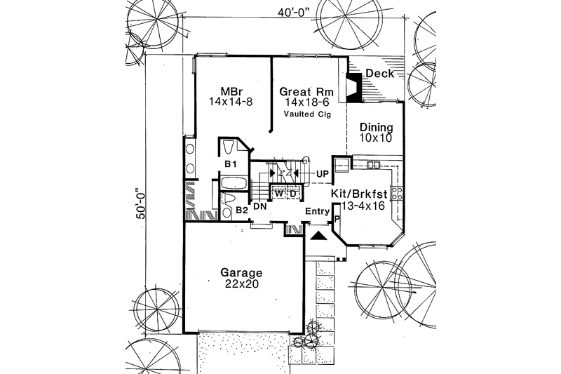 Home Plan - Floor Plan - Main Floor for Contemporary House Plan #334-116 - 2 bed, 2.5 bath