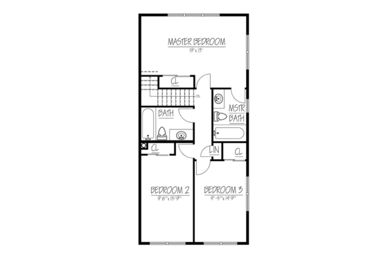 Floor Plan - Upper Floor for Traditional House Plan #1061-33 - 3 bed, 2.5 bath