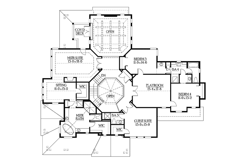 Dream House Plan - Floor Plan - Upper Floor for Craftsman House Plan #132-487 - 4 bed, 4 bath