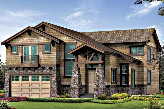 Exterior - Front Elevation 3 for Craftsman House Plan #132-414 - 4 bed, 2.5 bath