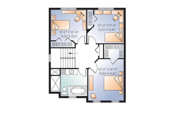 Floor Plan - Upper Floor for Country House Plan #23-2550 - 3 bed, 1.5 bath