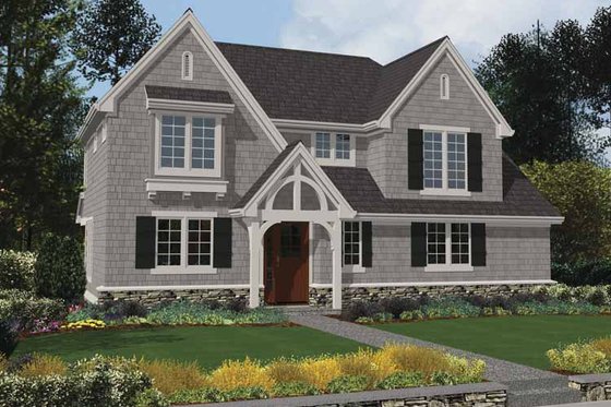Exterior - Front Elevation 3 for Tudor House Plan #48-872 - 4 bed, 2.5 bath