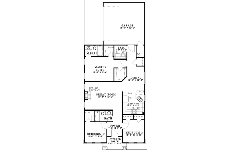 Dream House Plan - Floor Plan - Main Floor for Craftsman House Plan #17-3101 - 3 bed, 2 bath