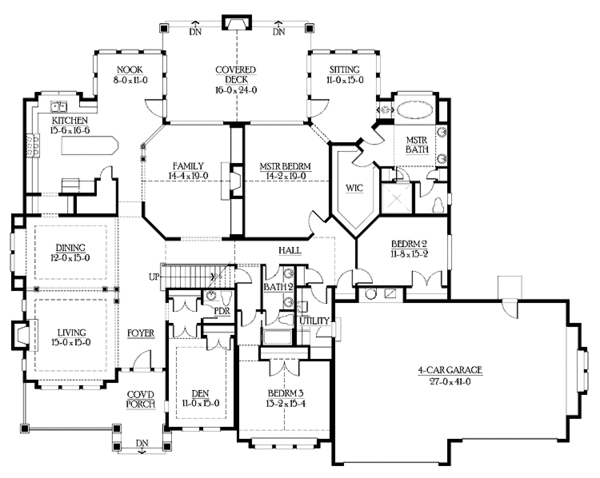 Craftsman Floor Plan - Main Floor Plan #132-280