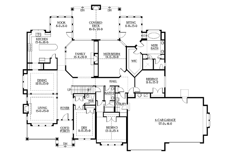 Home Plan - Floor Plan - Main Floor for Craftsman House Plan #132-280 - 3 bed, 3.5 bath
