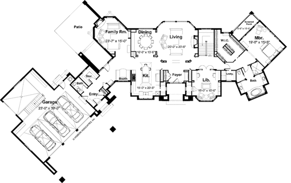 House Blueprint - Country Floor Plan - Main Floor Plan #928-99