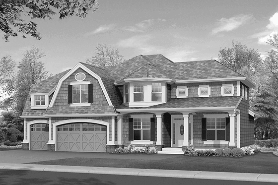Exterior - Front Elevation 3 for Colonial House Plan #132-269 - 3 bed, 2.5 bath