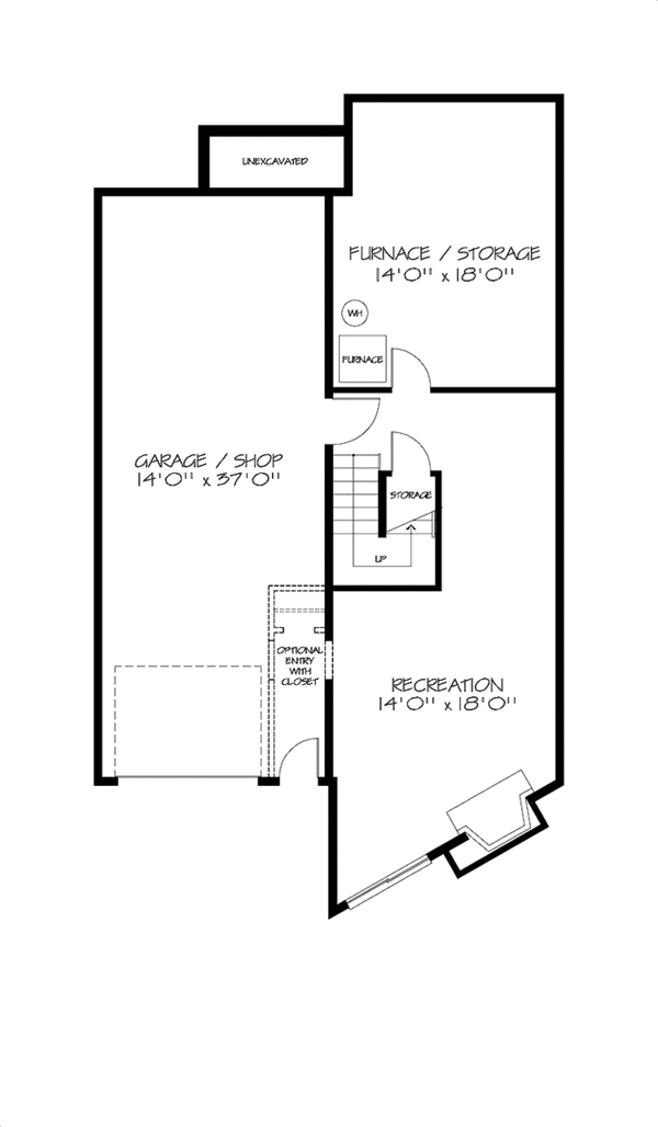 Architectural House Design - European Floor Plan - Lower Floor Plan #320-1013