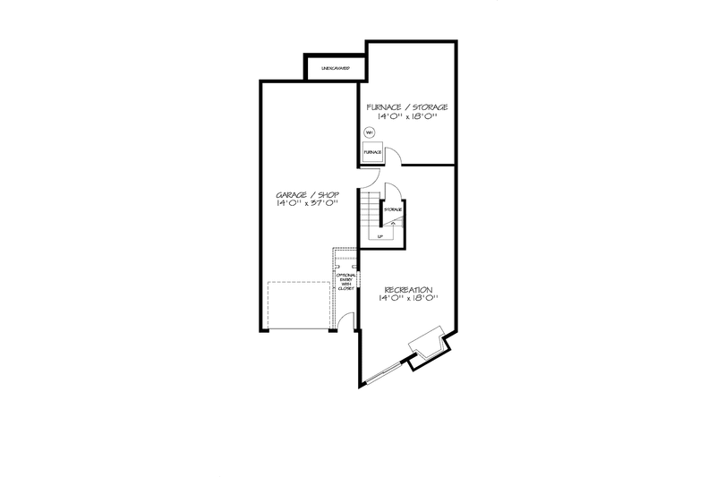 House Blueprint - Floor Plan - Lower Floor for European House Plan #320-1013 - 3 bed, 2 bath