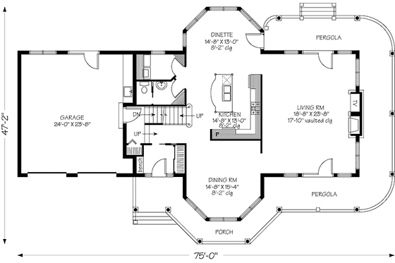 Floor Plan - Main Floor for Country House Plan #23-2470 - 3 bed, 2.5 bath