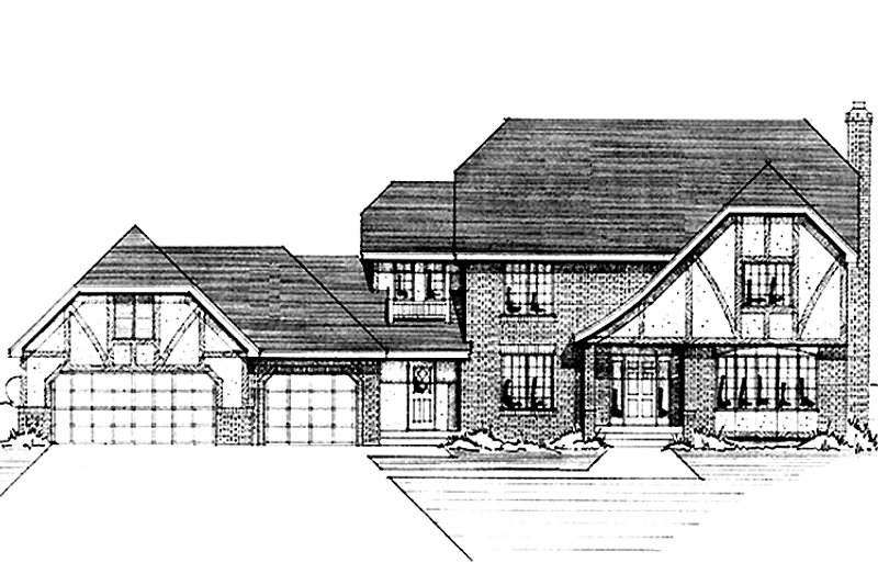 Home Plan - Exterior - Front Elevation 3 for Tudor House Plan #51-904 - 4 bed, 2.5 bath
