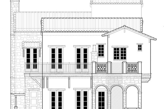 Exterior - Rear Elevation for Mediterranean House Plan #1058-152 - 3 bed, 4 bath