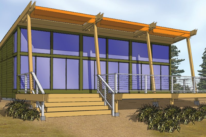 House Design - Exterior - Front Elevation 3 for Contemporary House Plan #569-1 - 2 bed, 1 bath