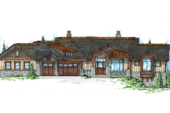 Exterior - Front Elevation 3 for Craftsman House Plan #945-139 - 4 bed, 4.5 bath