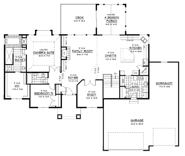 Architectural House Design - European Floor Plan - Main Floor Plan #51-615