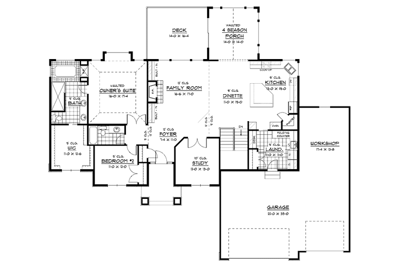 Home Plan - Floor Plan - Main Floor for European House Plan #51-615 - 2 bed, 2 bath
