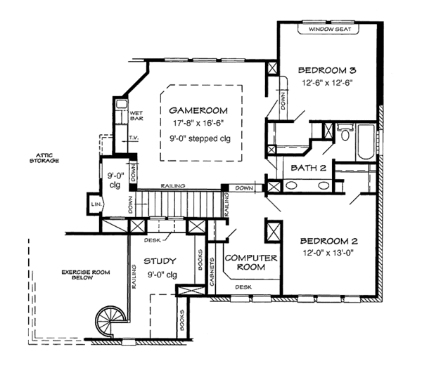 Architectural House Design - European Floor Plan - Upper Floor Plan #968-33