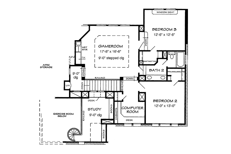 Home Plan - Floor Plan - Upper Floor for European House Plan #968-33 - 2 bed, 2.5 bath