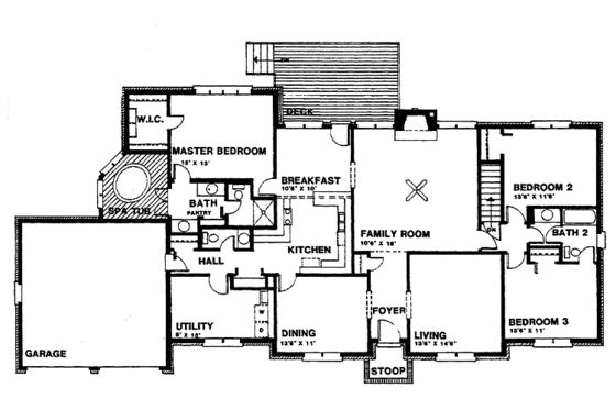 Floor Plan - Main Floor for Colonial House Plan #30-274 - 3 bed, 2.5 bath