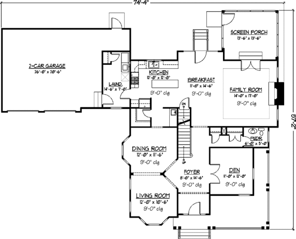 Architectural House Design - Country Floor Plan - Main Floor Plan #978-14