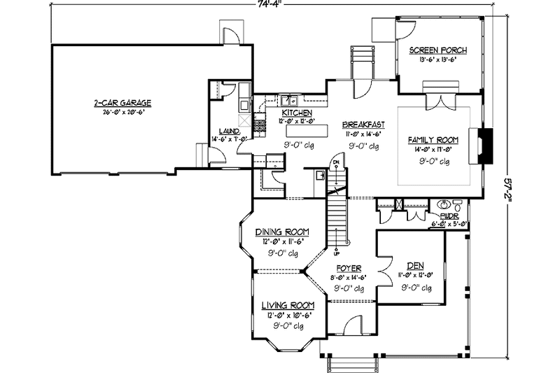 Dream House Plan - Floor Plan - Main Floor for Country House Plan #978-14 - 4 bed, 2.5 bath