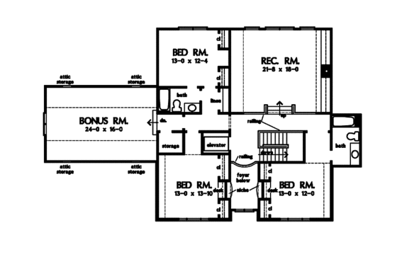 Floor Plan - Upper Floor for Country House Plan #929-853 - 5 bed, 3.5 bath