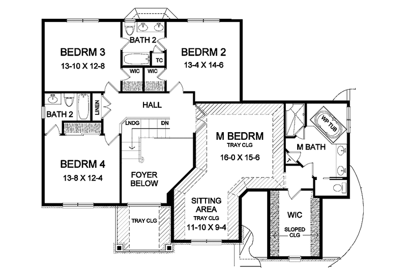 Home Plan - Floor Plan - Upper Floor for Classical House Plan #328-390 - 4 bed, 3.5 bath