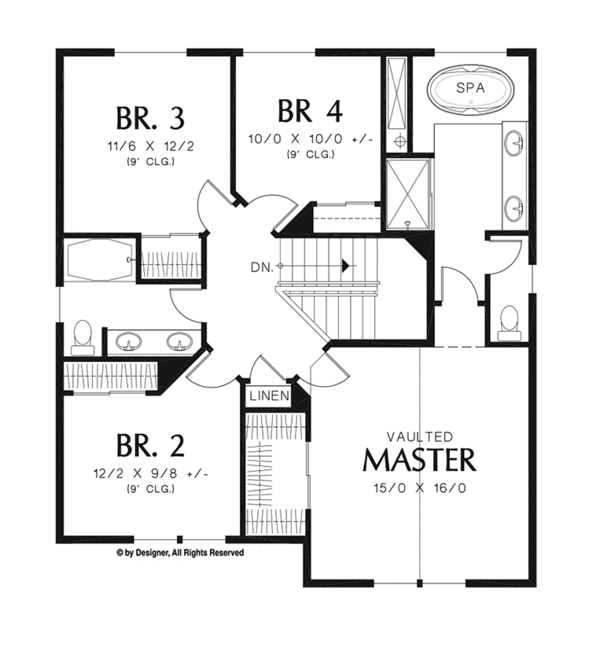 Architectural House Design - Craftsman Floor Plan - Upper Floor Plan #48-920