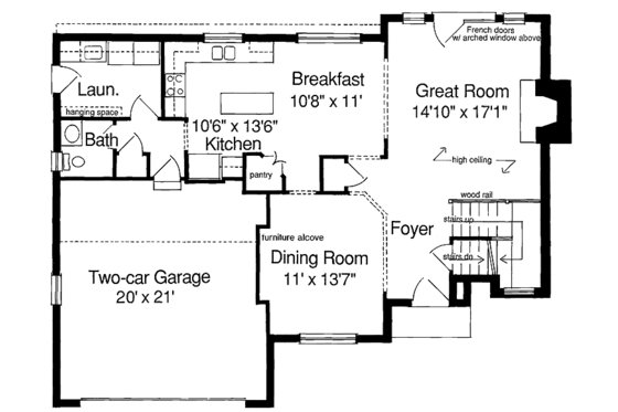 Floor Plan - Main Floor for Colonial House Plan #46-556 - 3 bed, 2.5 bath
