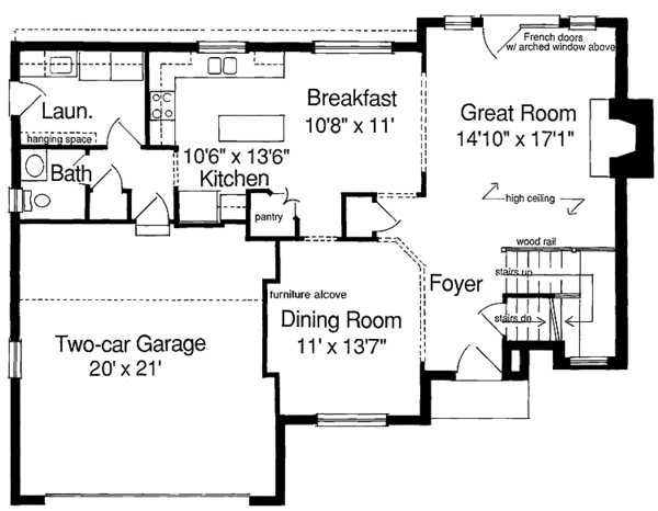 House Blueprint - Colonial Floor Plan - Main Floor Plan #46-556