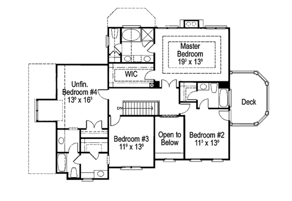 House Design - Traditional Floor Plan - Upper Floor Plan #429-103
