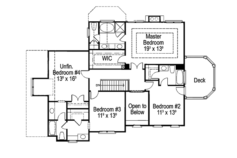 House Blueprint - Floor Plan - Upper Floor for Traditional House Plan #429-103 - 4 bed, 3.5 bath