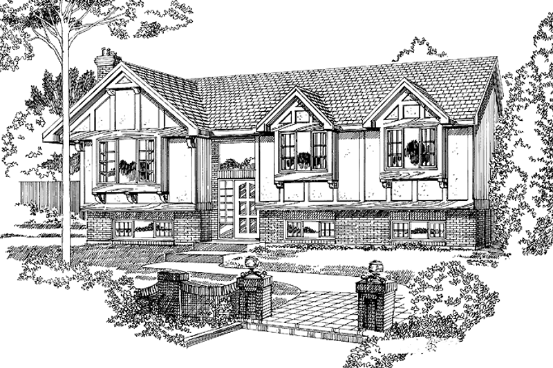 Architectural House Design - Tudor Exterior - Front Elevation Plan #47-717