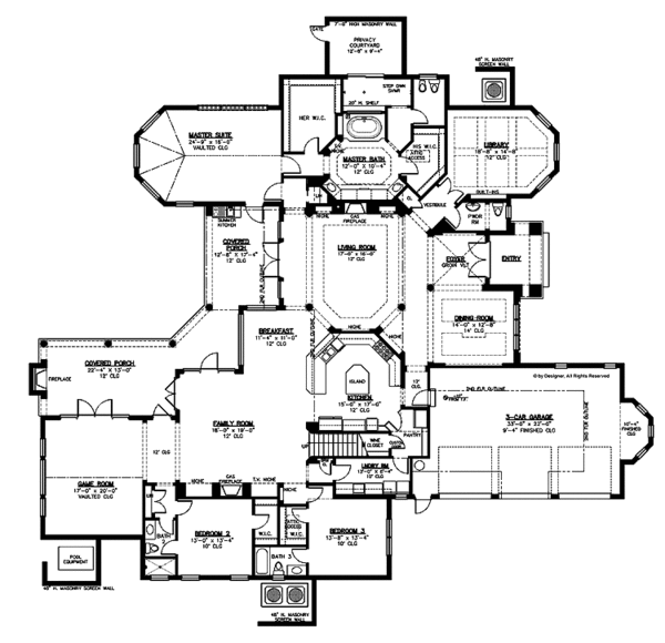 Architectural House Design - Mediterranean Floor Plan - Main Floor Plan #1019-10