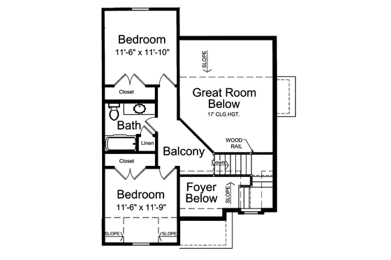 Floor Plan - Upper Floor for Colonial House Plan #46-798 - 3 bed, 2.5 bath