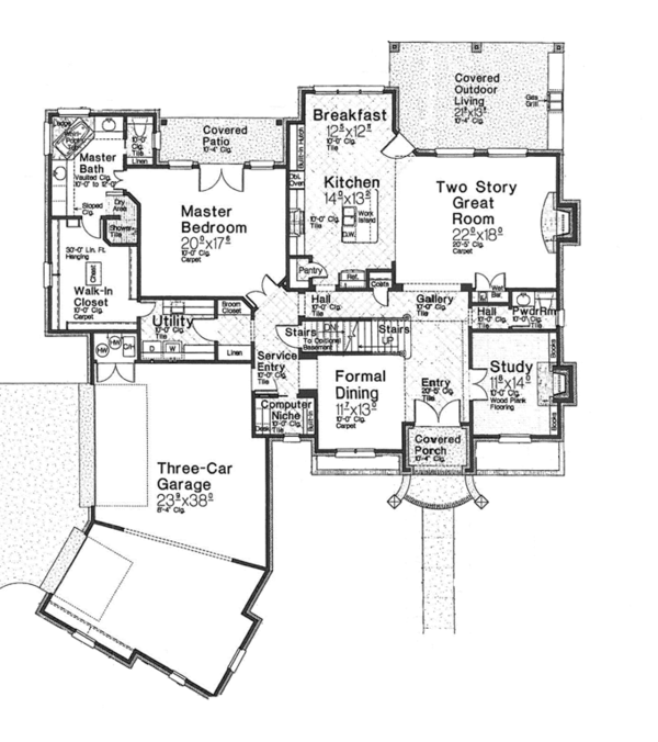 House Plan Design - European Floor Plan - Main Floor Plan #310-1277