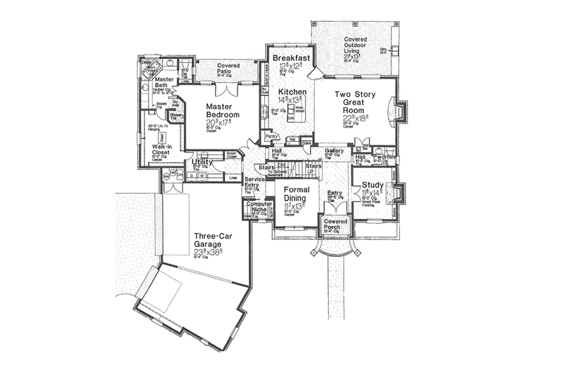 Dream House Plan - Floor Plan - Main Floor for European House Plan #310-1277 - 4 bed, 4.5 bath