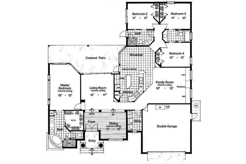 Dream House Plan - Floor Plan - Main Floor for Mediterranean House Plan #417-779 - 4 bed, 3 bath