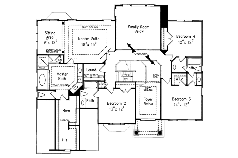 House Blueprint - Floor Plan - Upper Floor for Classical House Plan #927-920 - 5 bed, 4.5 bath