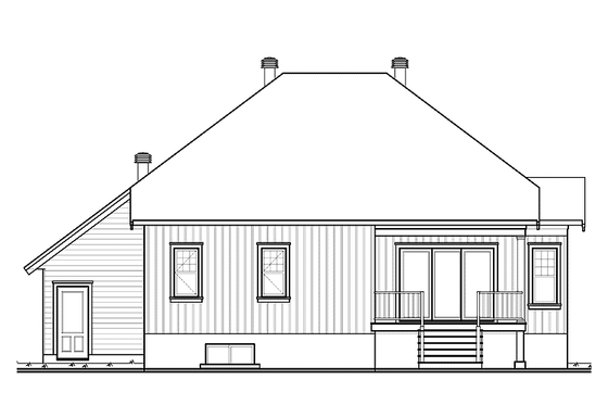 Exterior - Rear Elevation for Country House Plan #23-2536 - 4 bed, 3 bath