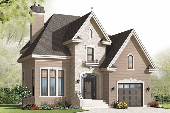Exterior - Front Elevation 3 for European House Plan #23-2539 - 3 bed, 1.5 bath